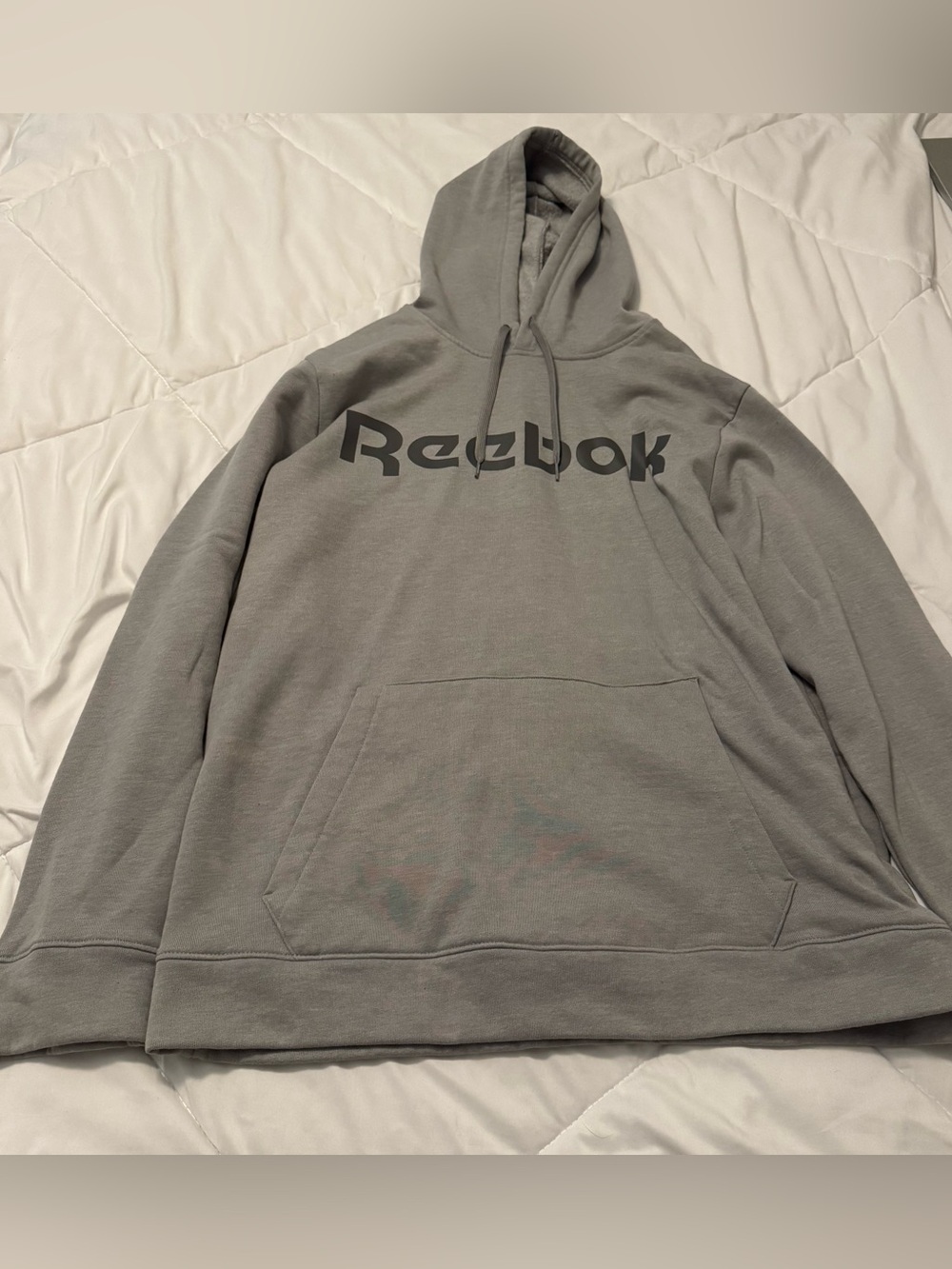 Reebok Men's Gray Crewneck Hoodie with Bold Logo